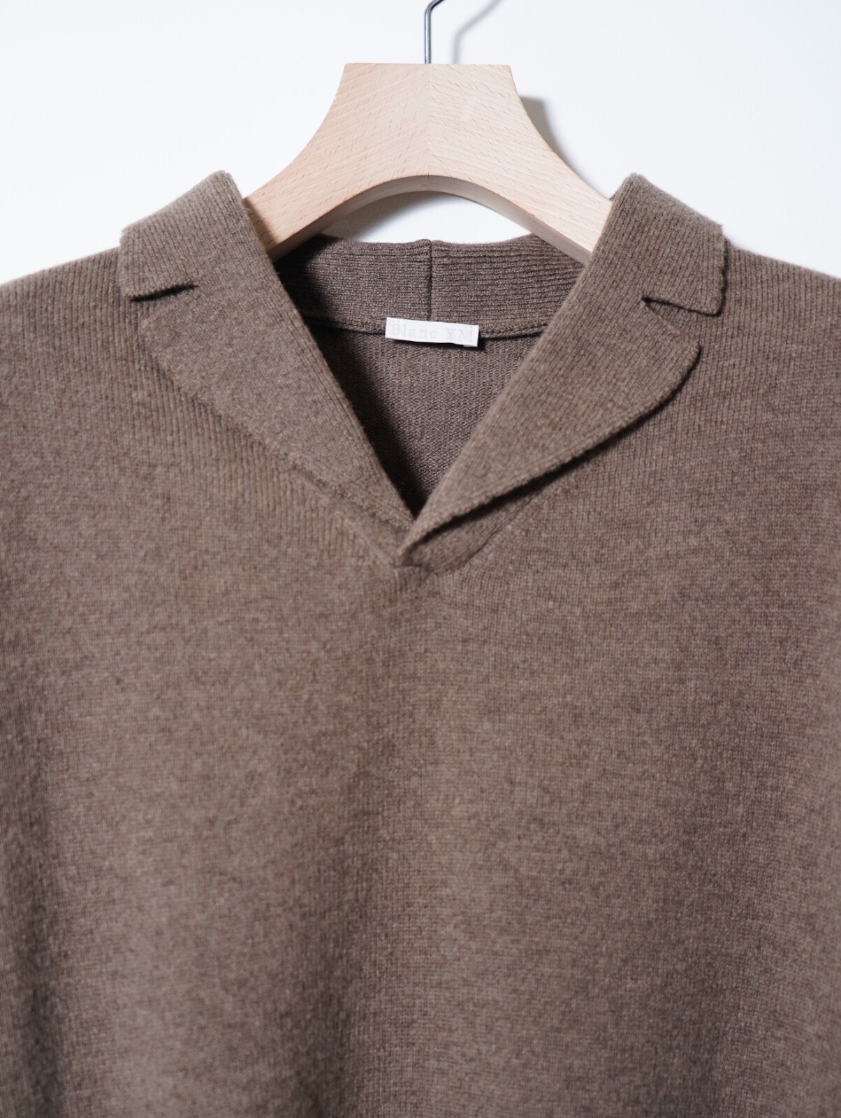 Blanc YM WOMENS & MENS Wool Open Collar Knit Shirts IMAGE3
