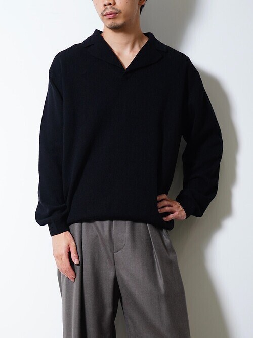 Wool Open Collar Knit Shirts｜Blanc YM WOMENS & MENS