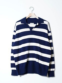 FUJI 男裝 CASHMERE BORDER SKIPPER KNIT 圖片1