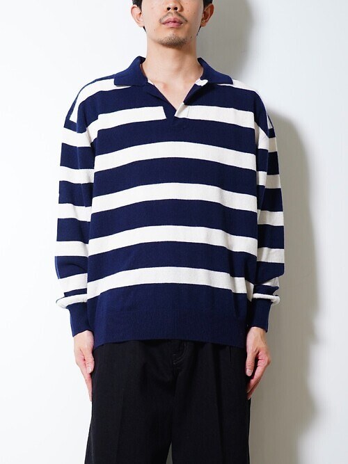 CASHMERE BORDER SKIPPER KNIT｜FUJI 남성