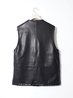 BISOWN WOMENS & MENS EX.) Lamb Leather / Wool Silk Reversible Vest IMAGE13