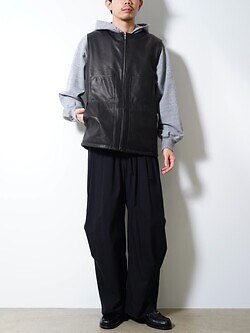 BISOWN WOMENS & MENS EX.) Lamb Leather / Wool Silk Reversible Vest IMAGE6