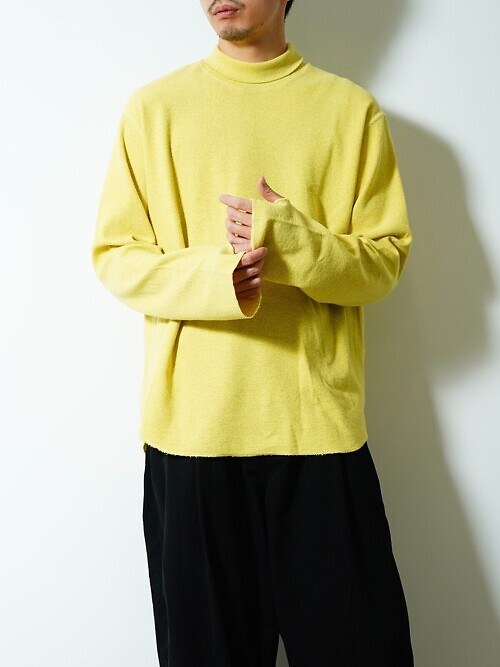 HIGH NECK LONG SLEEVE TEE <Over Dye>- 26/1 BD Micro Waffle -｜saby MENS