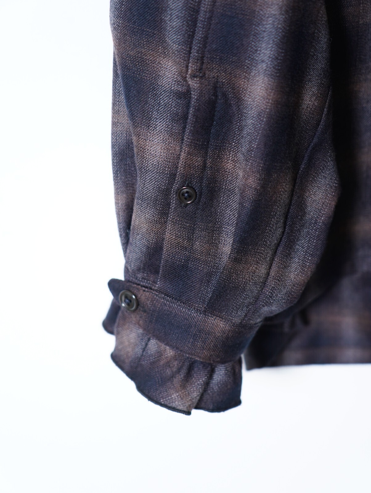 SARTO MENS WOOL OMBRE CHECK OPEN COLLAR SHIRT IMAGE9