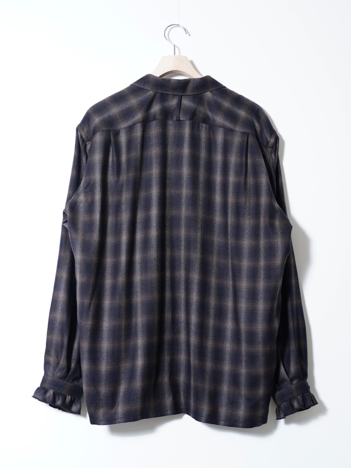 SARTO MENS WOOL OMBRE CHECK OPEN COLLAR SHIRT IMAGE7