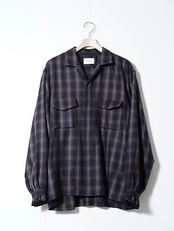 SARTO MENS WOOL OMBRE CHECK OPEN COLLAR SHIRT IMAGE6