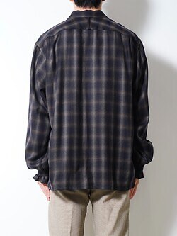 SARTO MENS WOOL OMBRE CHECK OPEN COLLAR SHIRT IMAGE3