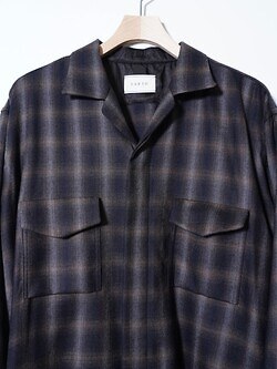 SARTO MENS WOOL OMBRE CHECK OPEN COLLAR SHIRT IMAGE8
