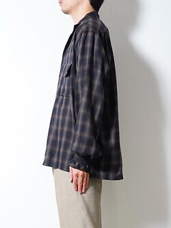 SARTO MENS WOOL OMBRE CHECK OPEN COLLAR SHIRT IMAGE2