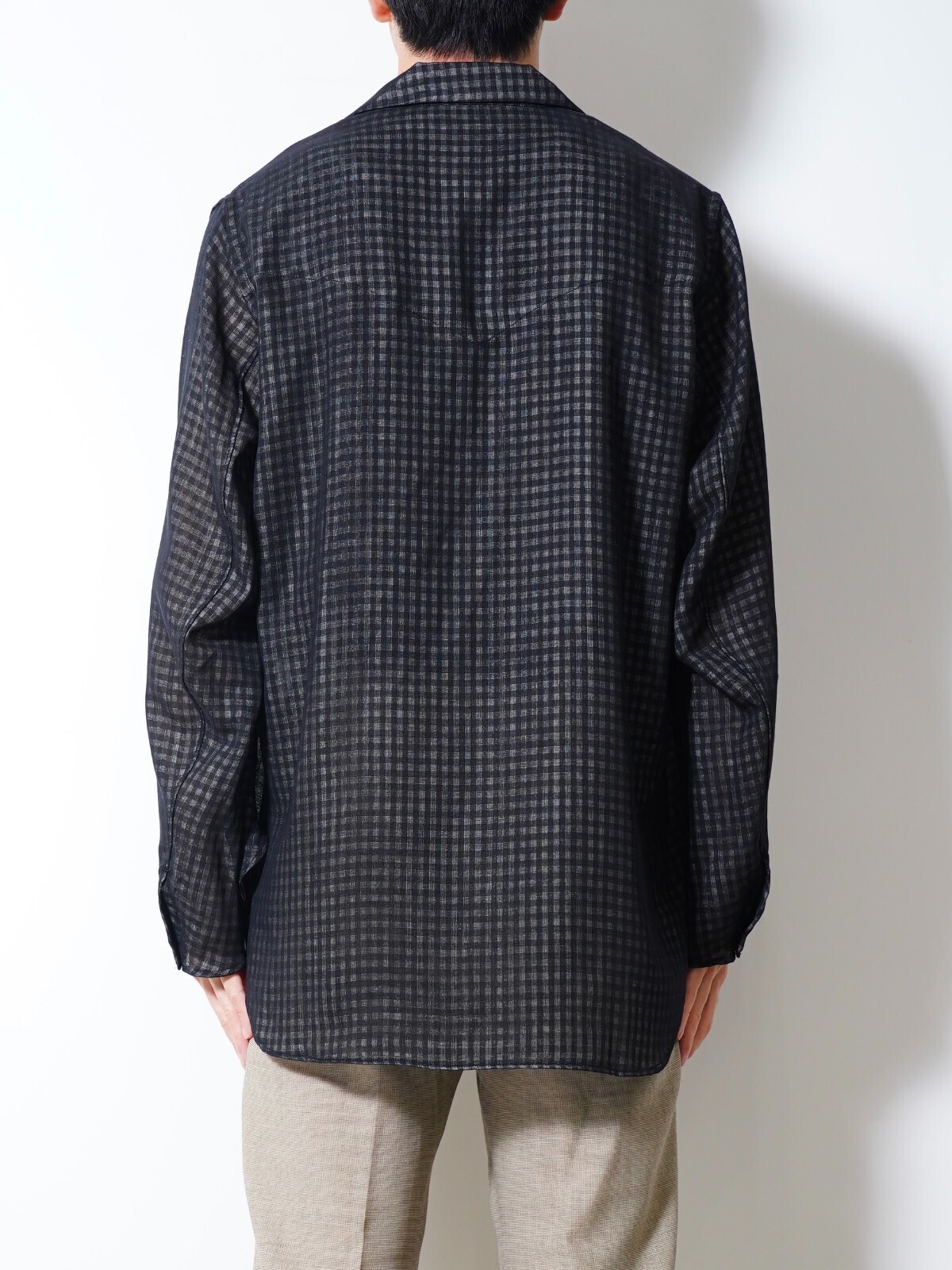 saby 男士 LAPEL SHIRTS- Bishu Japan Wool Plaid FAB - 图片3