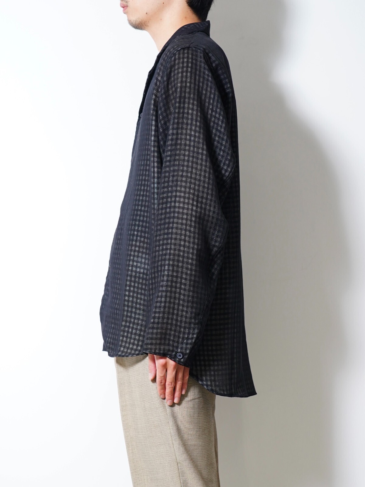 saby 男士 LAPEL SHIRTS- Bishu Japan Wool Plaid FAB - 图片2