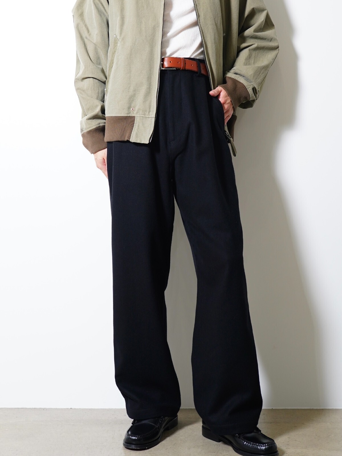 SEVEN BY SEVEN 男裝 EASY TROUSERS  - Powder Melton - 圖片1