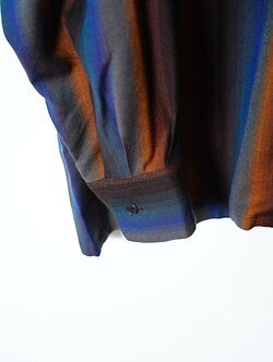 セブンバイセブン メンズ ルーズ シャツ - ウール レーヨン グラデーション ストライプ - 画像9