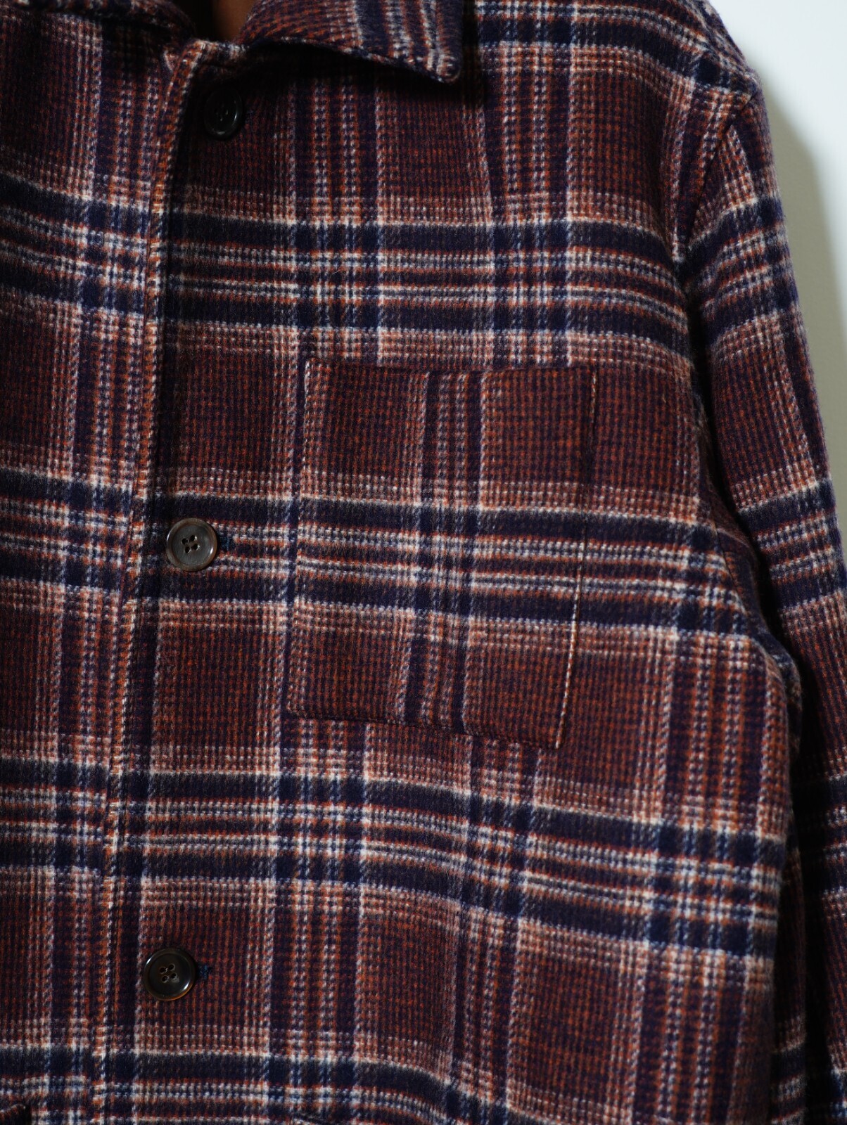 FUJI 남성 WOOL CHECK BALMACAAN COAT 이미지19