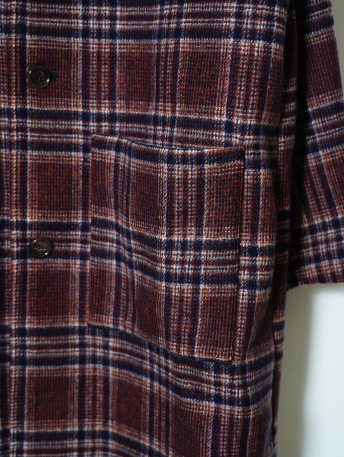 FUJI 남성 WOOL CHECK BALMACAAN COAT 이미지17