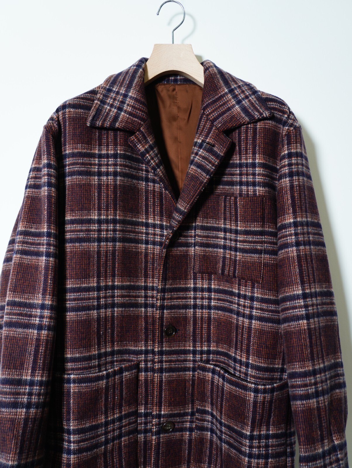 FUJI 남성 WOOL CHECK BALMACAAN COAT 이미지16