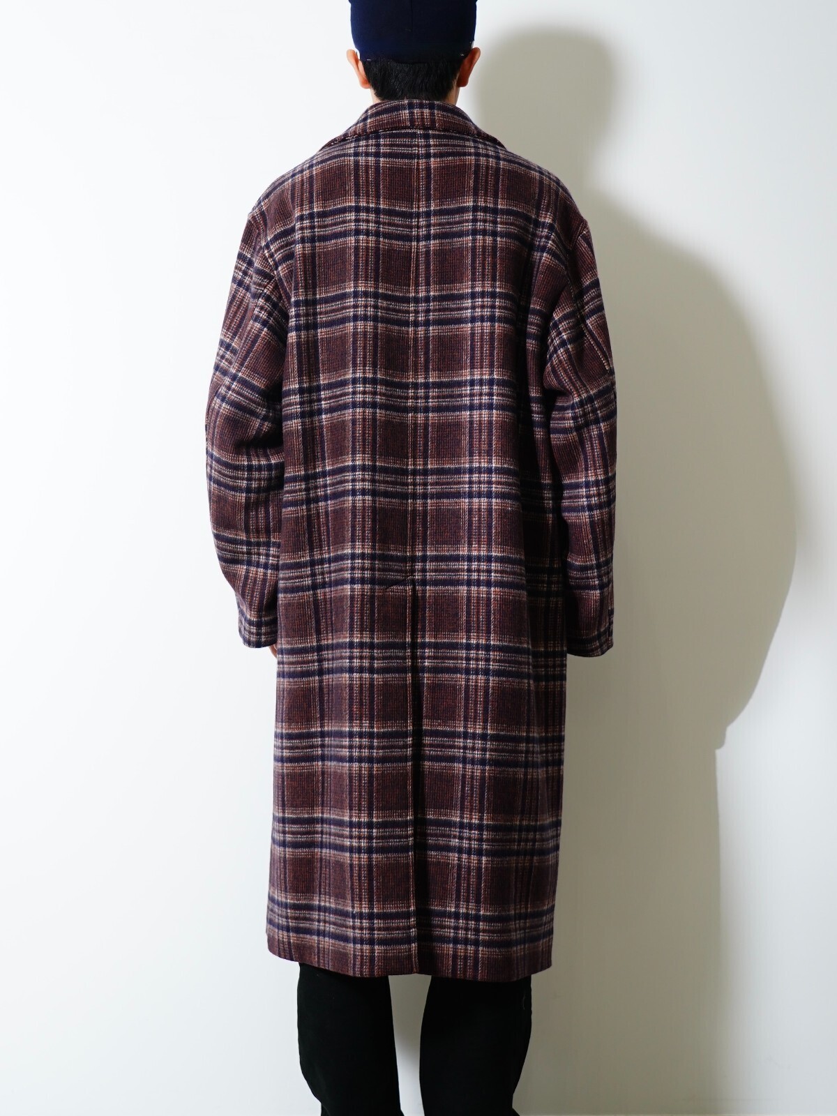 FUJI 남성 WOOL CHECK BALMACAAN COAT 이미지3