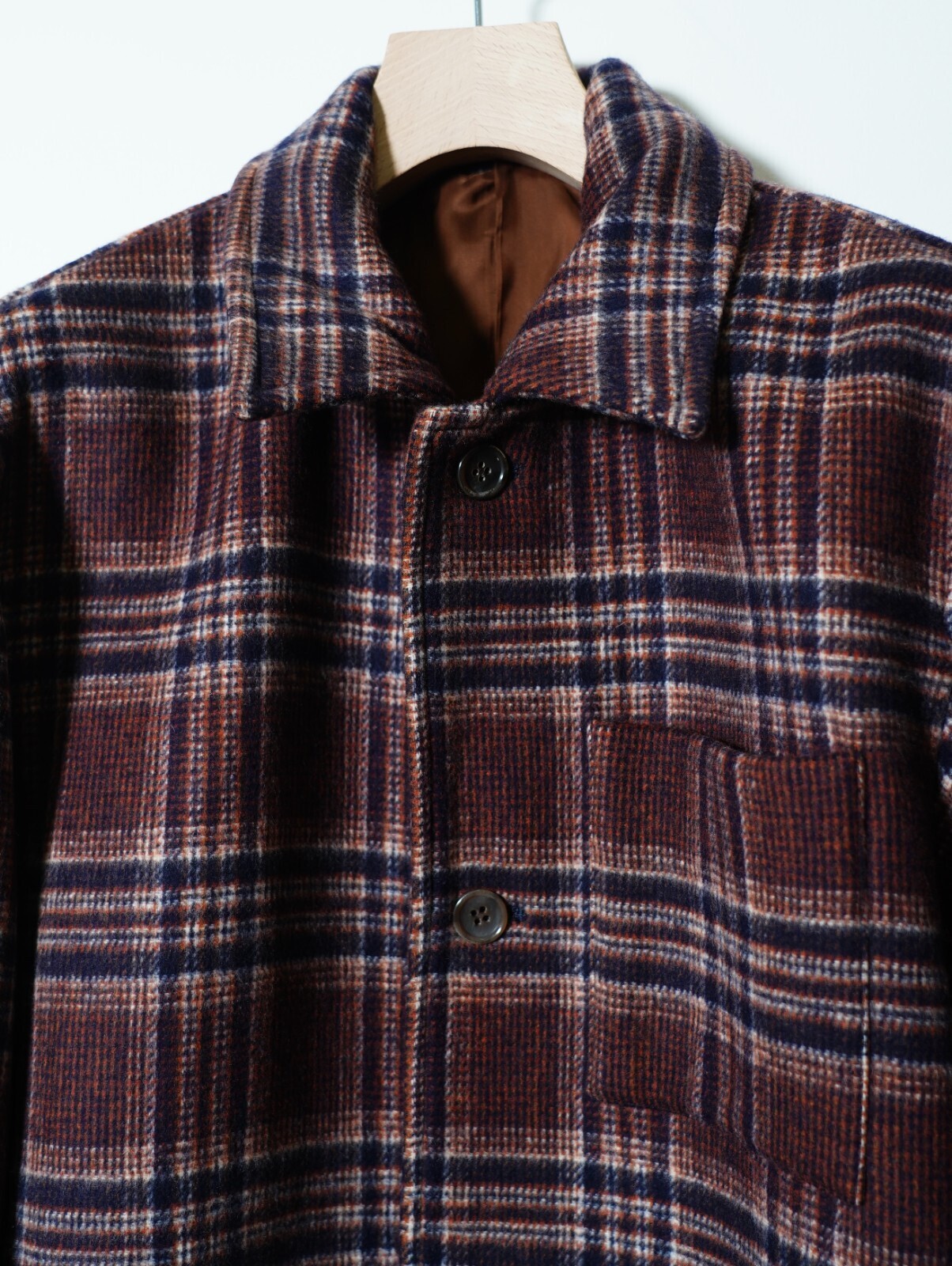 FUJI 남성 WOOL CHECK BALMACAAN COAT 이미지12
