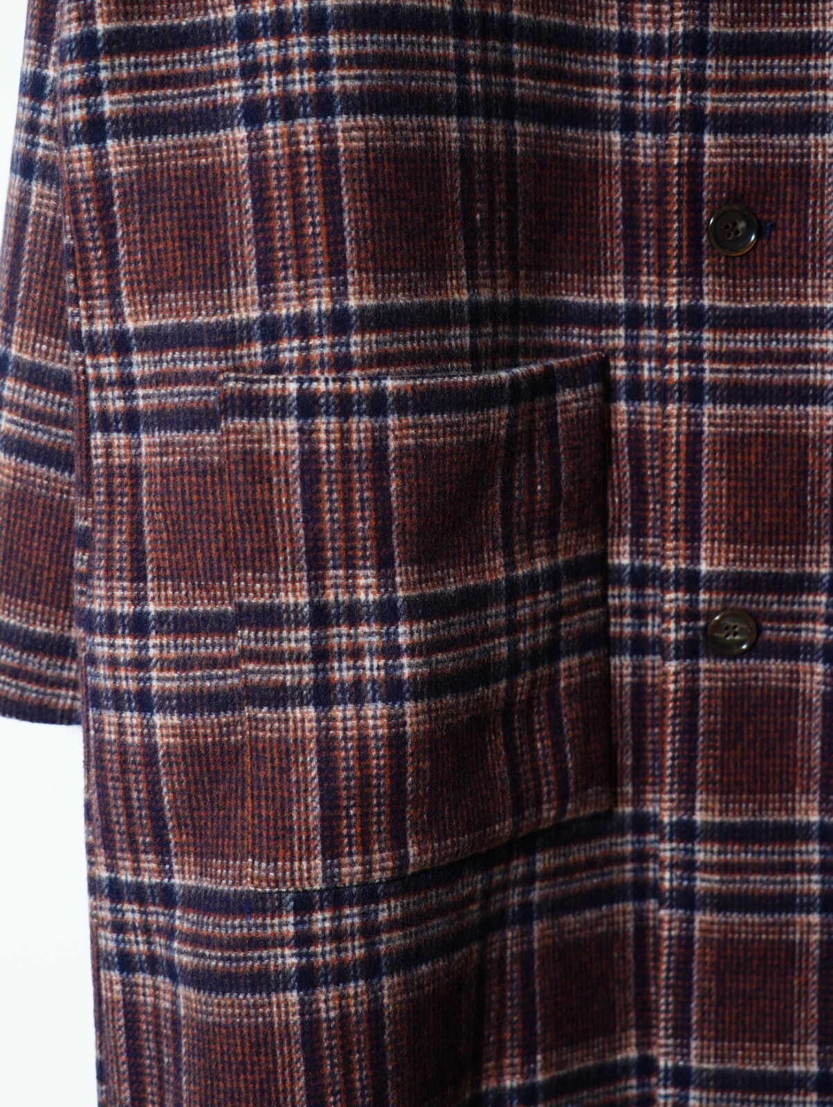 FUJI 남성 WOOL CHECK BALMACAAN COAT 이미지18