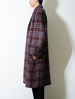 FUJI 남성 WOOL CHECK BALMACAAN COAT 이미지2