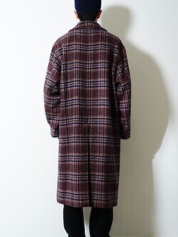 FUJI 남성 WOOL CHECK BALMACAAN COAT 이미지3
