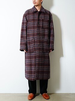 FUJI 남성 WOOL CHECK BALMACAAN COAT 이미지6