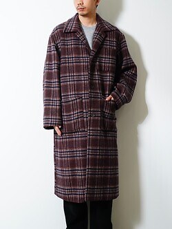 FUJI 남성 WOOL CHECK BALMACAAN COAT 이미지4