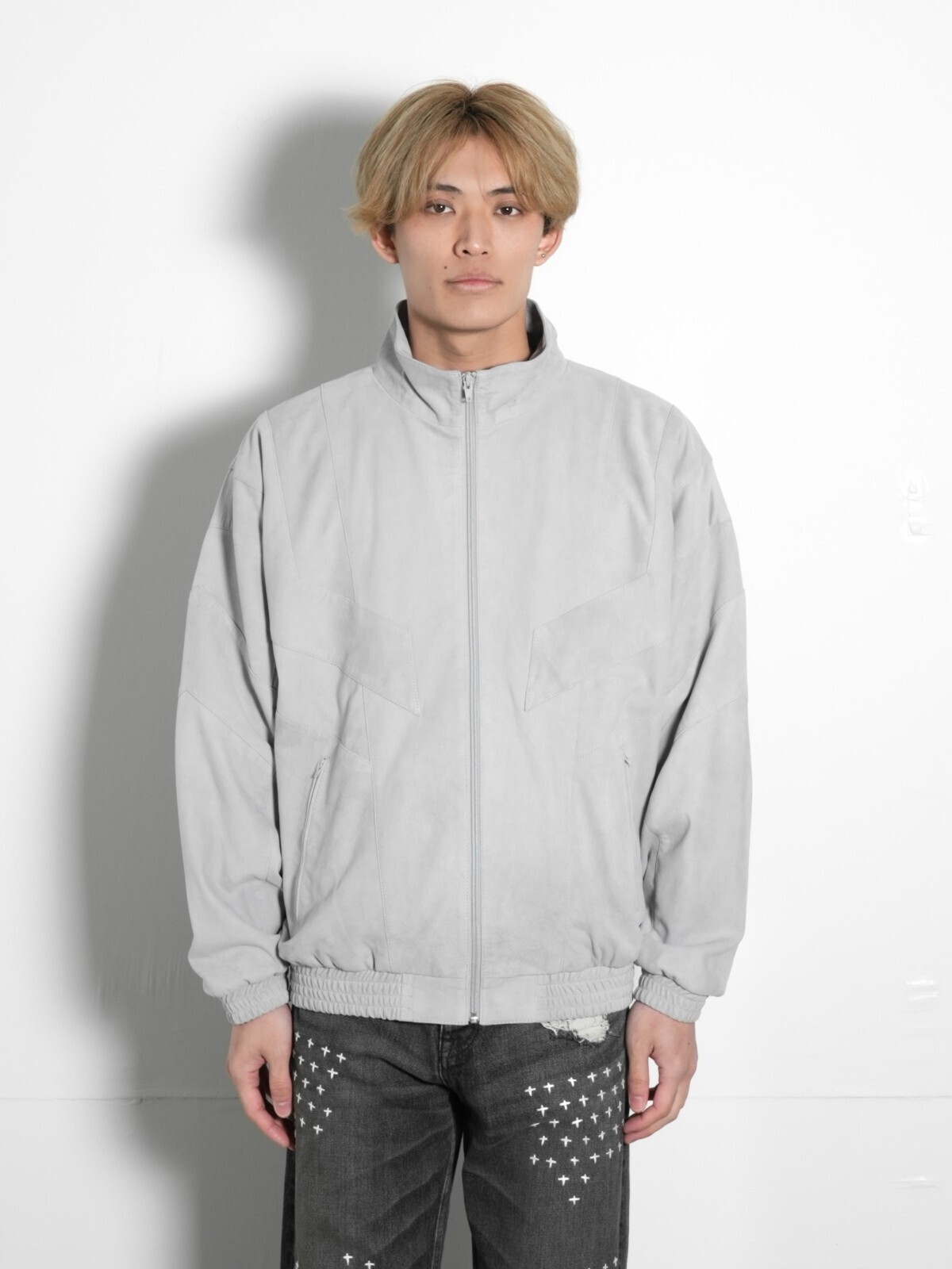 SEVEN BY SEVEN MENS LEATHER TRACK JACKET - Goat suede - IMAGE10