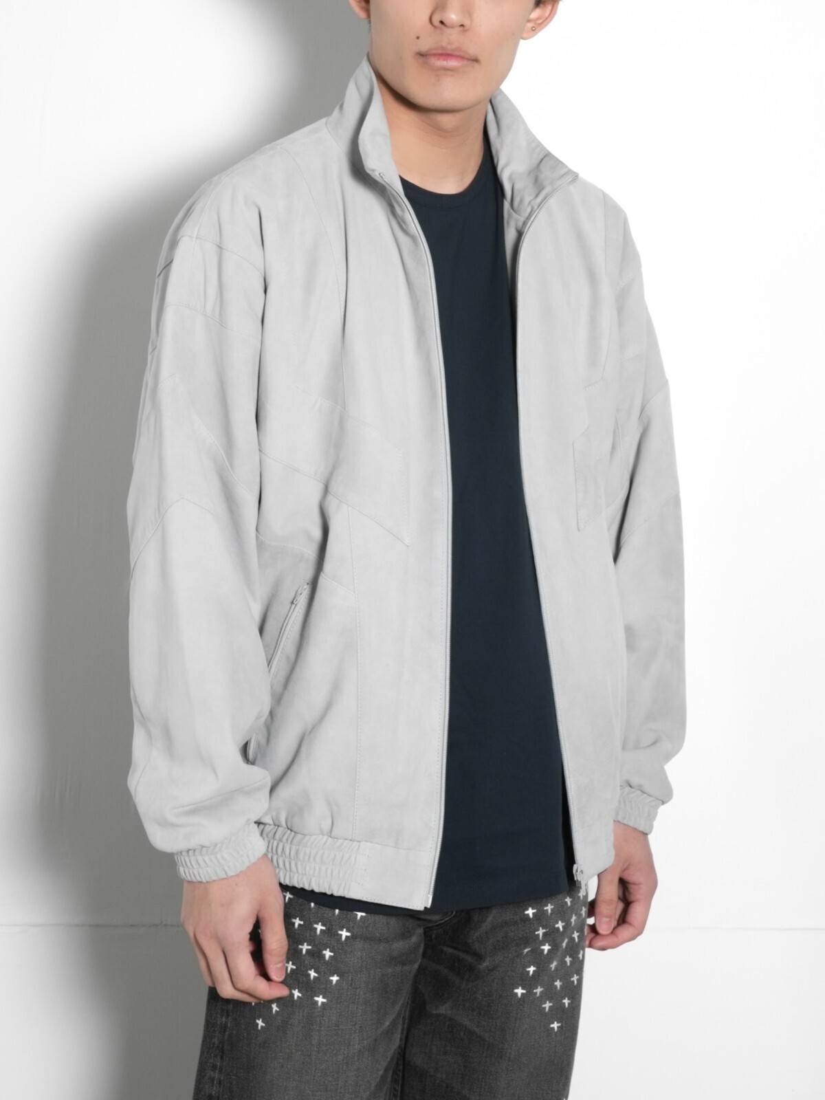 SEVEN BY SEVEN MENS LEATHER TRACK JACKET - Goat suede - IMAGE13