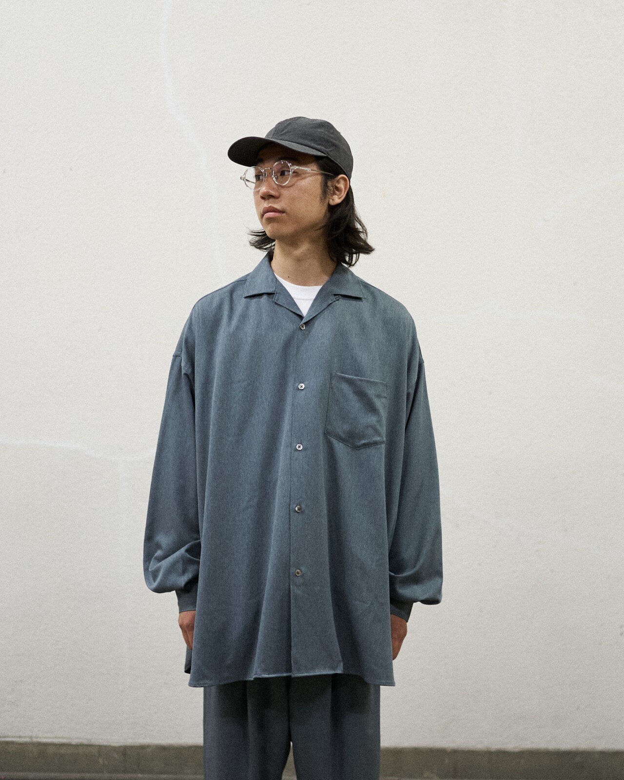 フレッシュサービス メンズ クールファイバーオープンカラーシャツ(長袖) 画像14