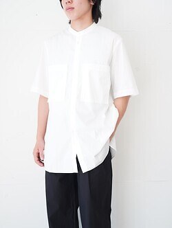 :colon 男士 W Pocket S/S Standcollar Shirt -Cotton Nylon Typewriter- 圖片4