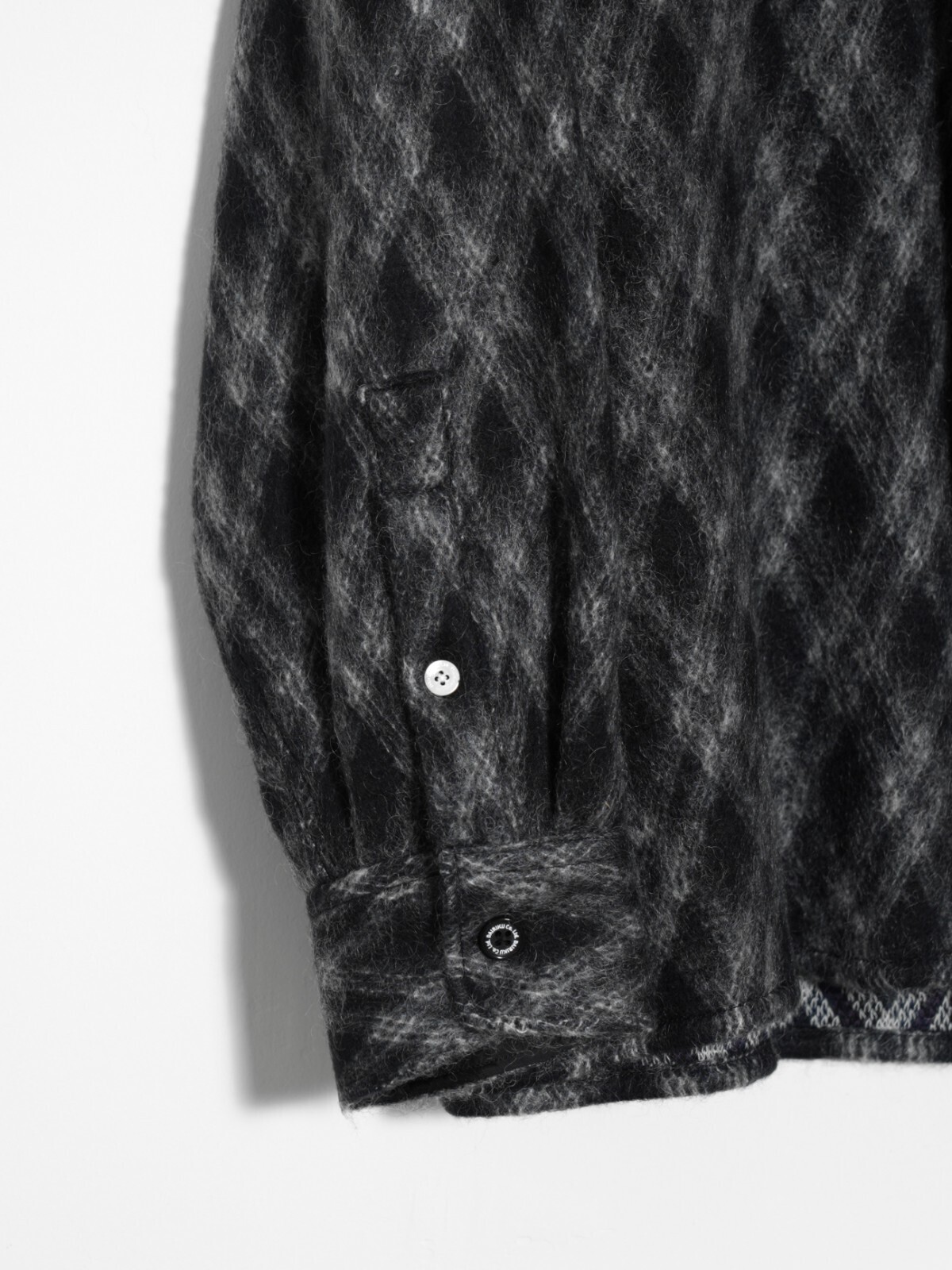 DAIRIKU 여성 & 남성 Mohair Argyle Check Shirt with Money Clip 이미지16