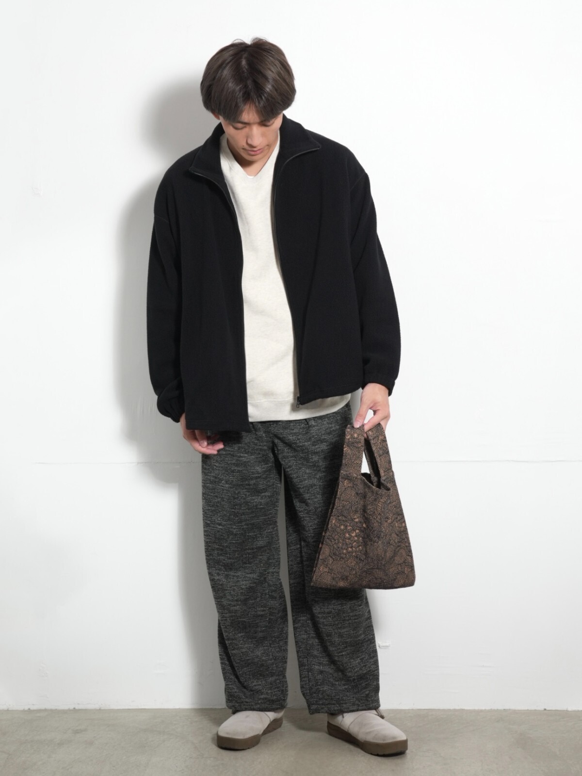 CURLY&Co. WOMENS & MENS STRAIGHT SILHOUETTE TAB PANTS -tweed-  IMAGE5