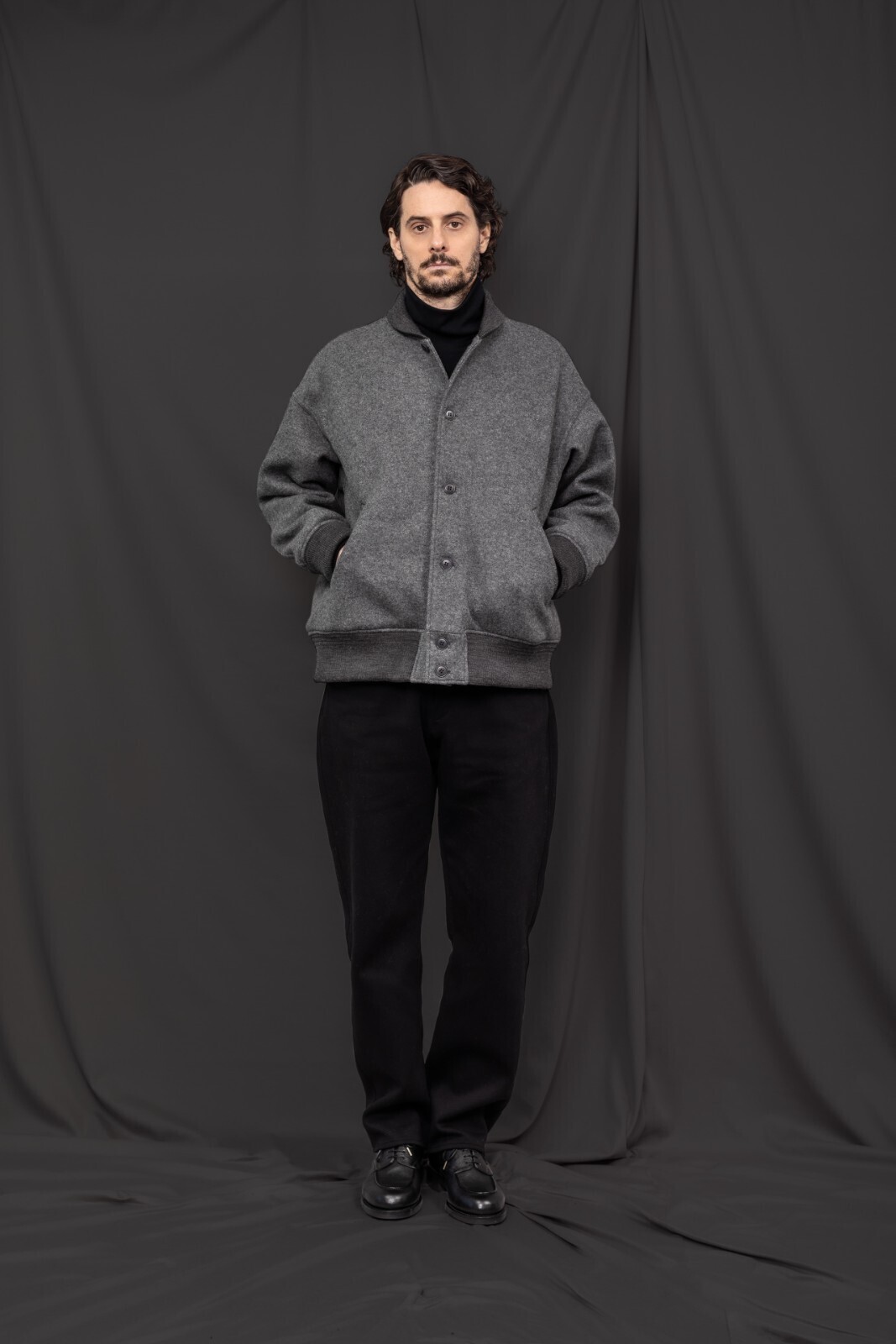 カーリー レディース & メンズ リサイクル尾州ウールバーシティジャケット 画像9