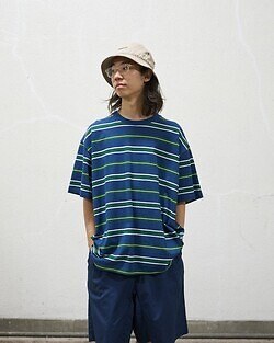 フレッシュサービス メンズ マルチボーダー半袖Tシャツ 写真6