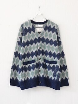 ダイリク(DAIRIKU) レディース & メンズ モヘアボーダーカーディガン blue & navy L