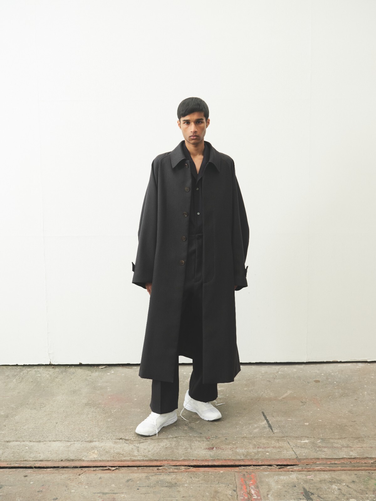 Blanc YM 女士 & 男士 Side Inverted Pleats Long Coat 图片8