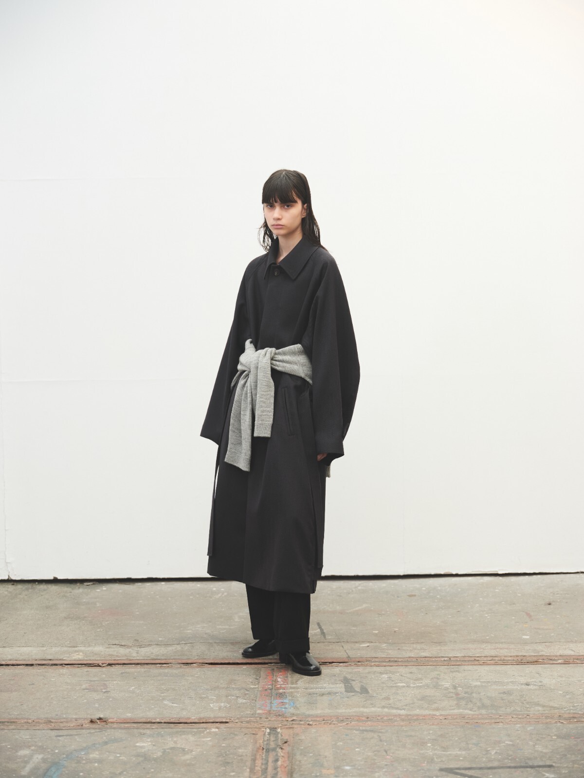 Blanc YM 女士 & 男士 Side Inverted Pleats Long Coat 图片10