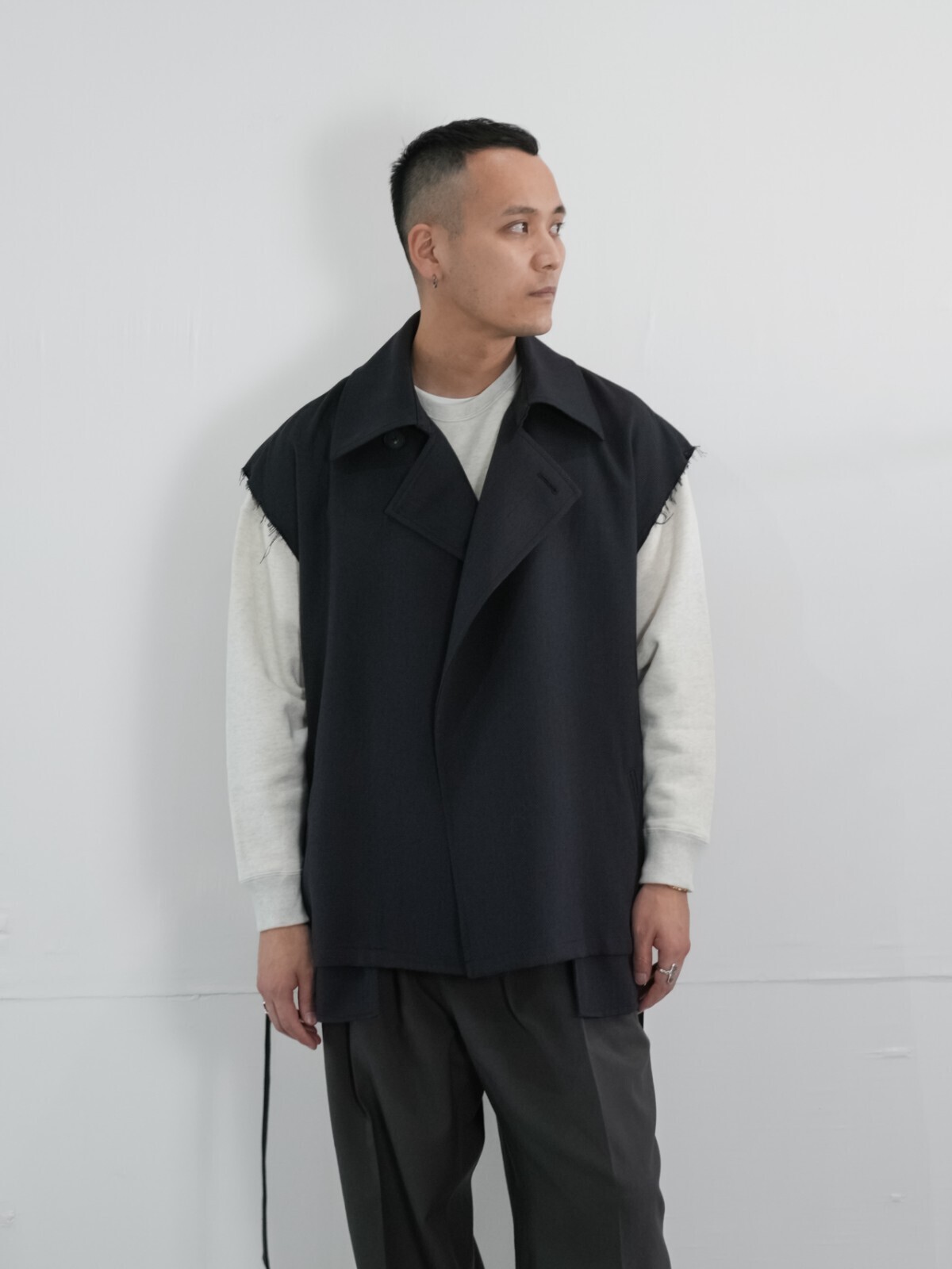 Blanc YM 여성 & 남성 Short Trench Vest 이미지12