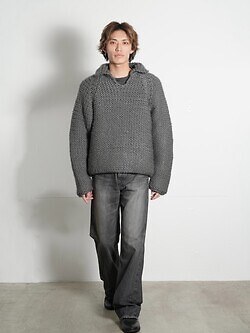 Blanc YM WOMENS & MENS Wool Knit Hand Skipper Shirt IMAGE9