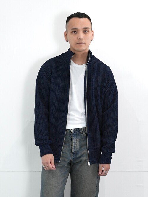 INDIGO YARN DRIVERS KNIT - One wash -｜SEVEN BY SEVEN 男士