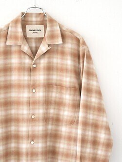 セブン バイ セブン メンズ オンブレチェックオープンカラーシャツ -無染色オーガニックコットン- 写真4