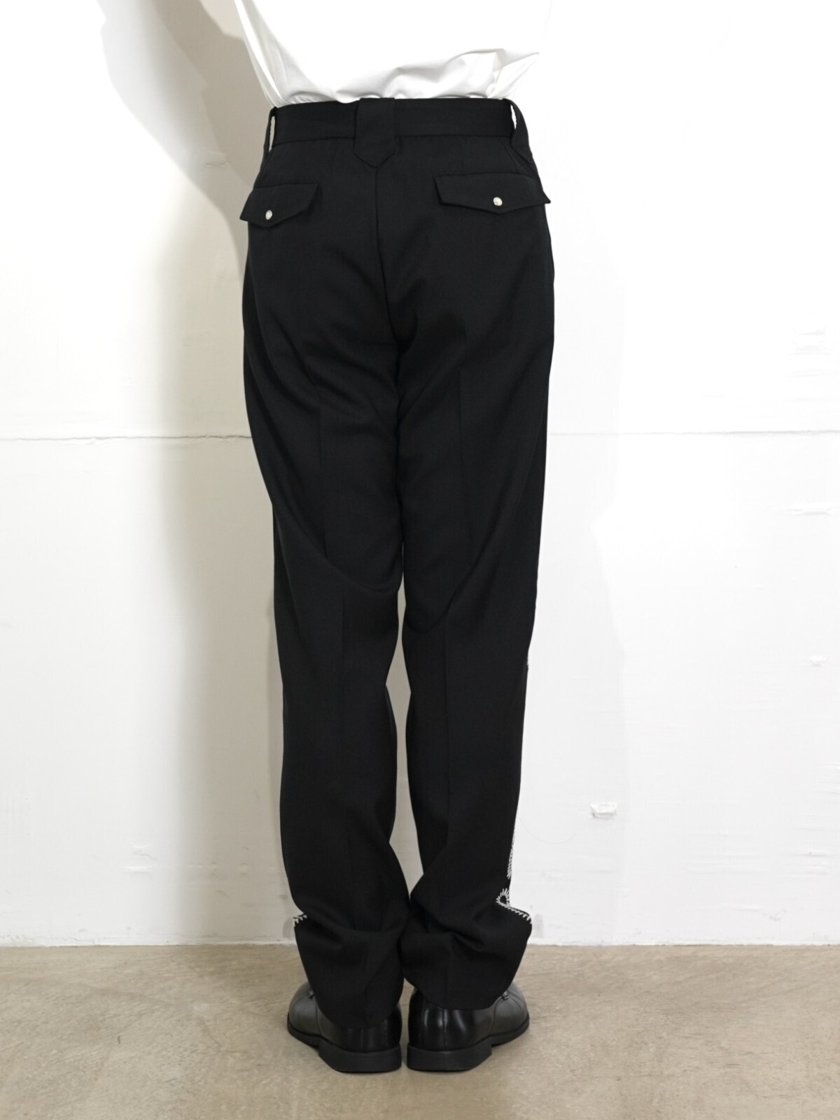 dairiku スラックスパンツ セール】Tailored Hem Layered Hight West Wide Slack