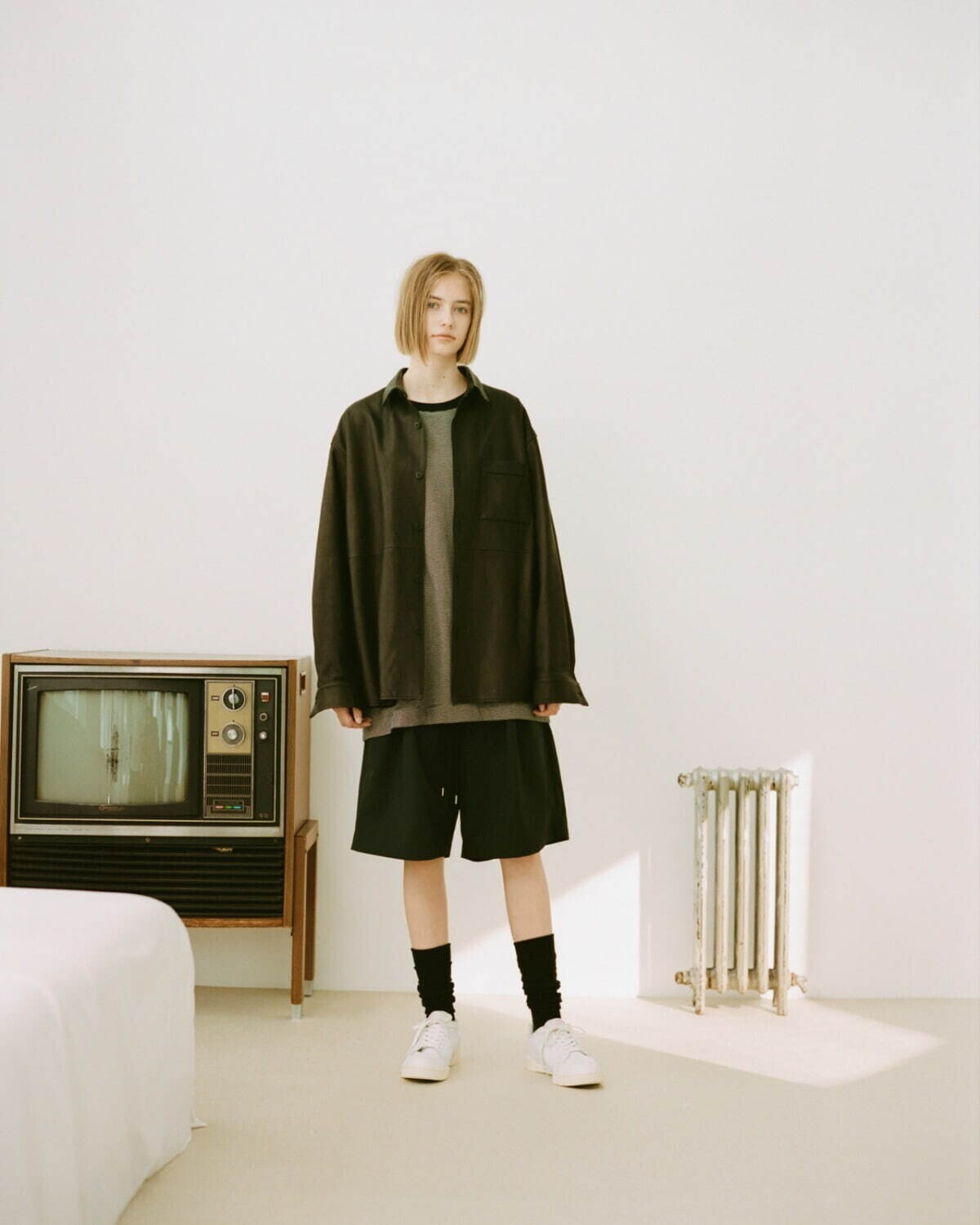 Blanc YM 女士 & 男士 Paper Cow Leather Wide Shirt 图片25