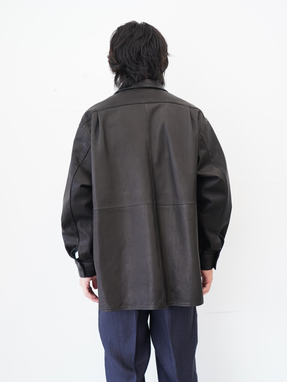 Blanc YM 女士 & 男士 Paper Cow Leather Wide Shirt 图片3