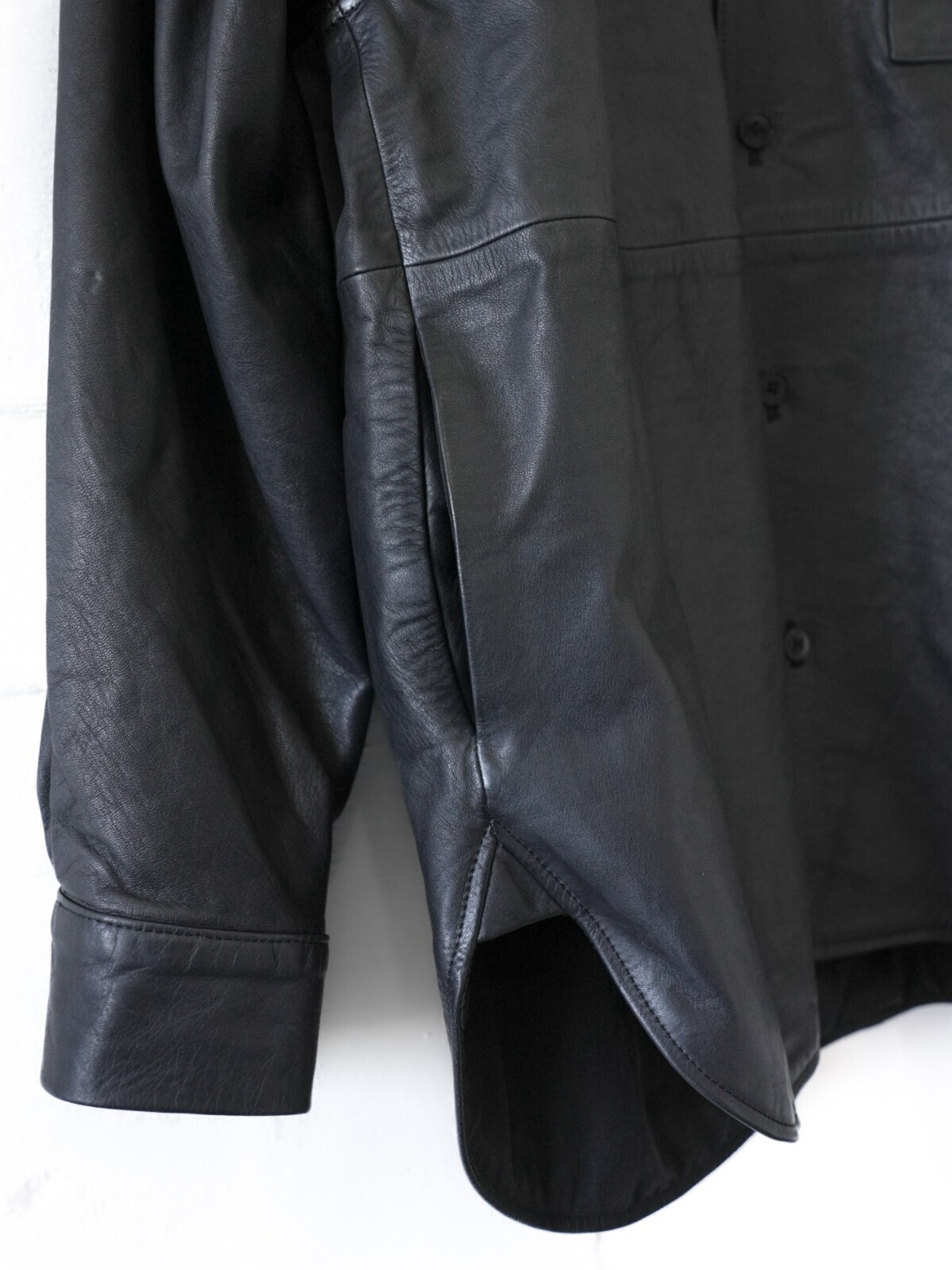 Blanc YM 女士 & 男士 Paper Cow Leather Wide Shirt 图片23