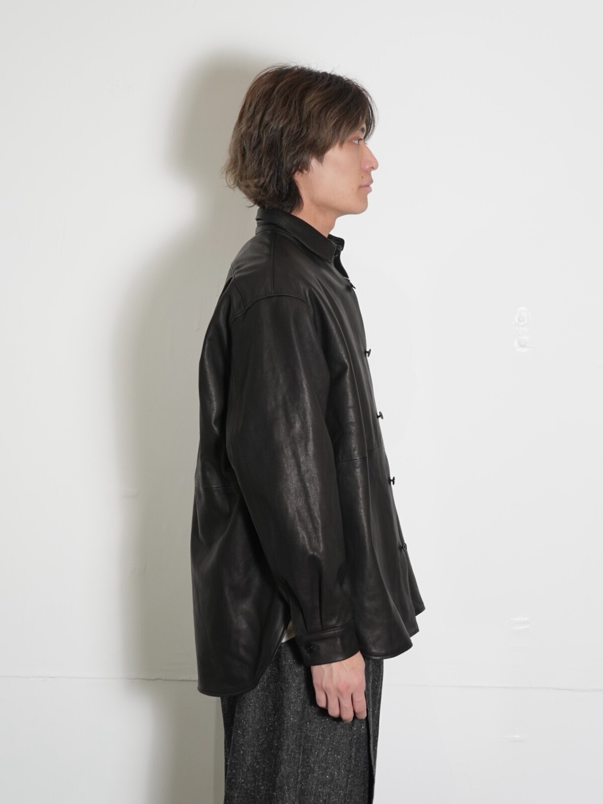 Blanc YM 女士 & 男士 Paper Cow Leather Wide Shirt 图片11