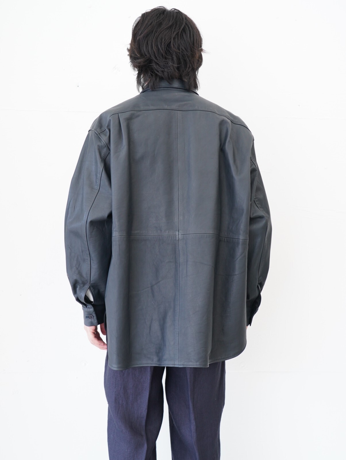 Blanc YM 女士 & 男士 Paper Cow Leather Wide Shirt 图片18