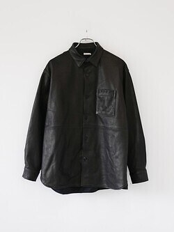 ブラン ワイエム(Blanc YM) レディース & メンズ ペーパーカウレザー ワイドシャツ ブラック L