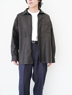 Blanc YM 女裝 & 男裝 Paper Cow Leather Wide Shirt 圖片4